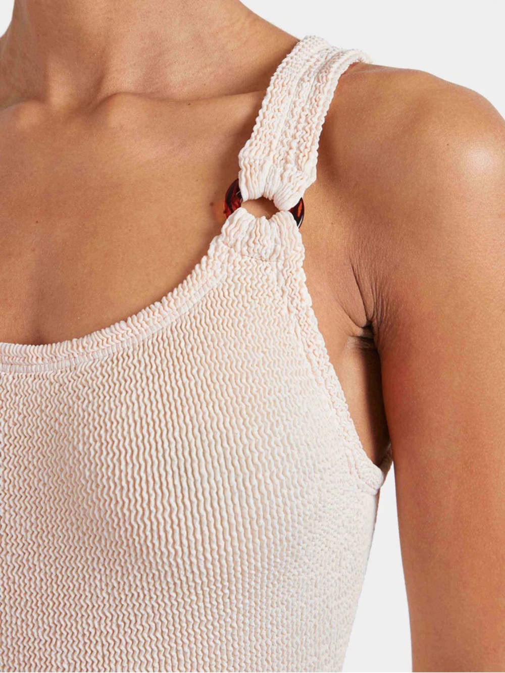 Hunza G Domino Cream Textured Knitted One-Piece Swimsuit - Picture 3 of 6
